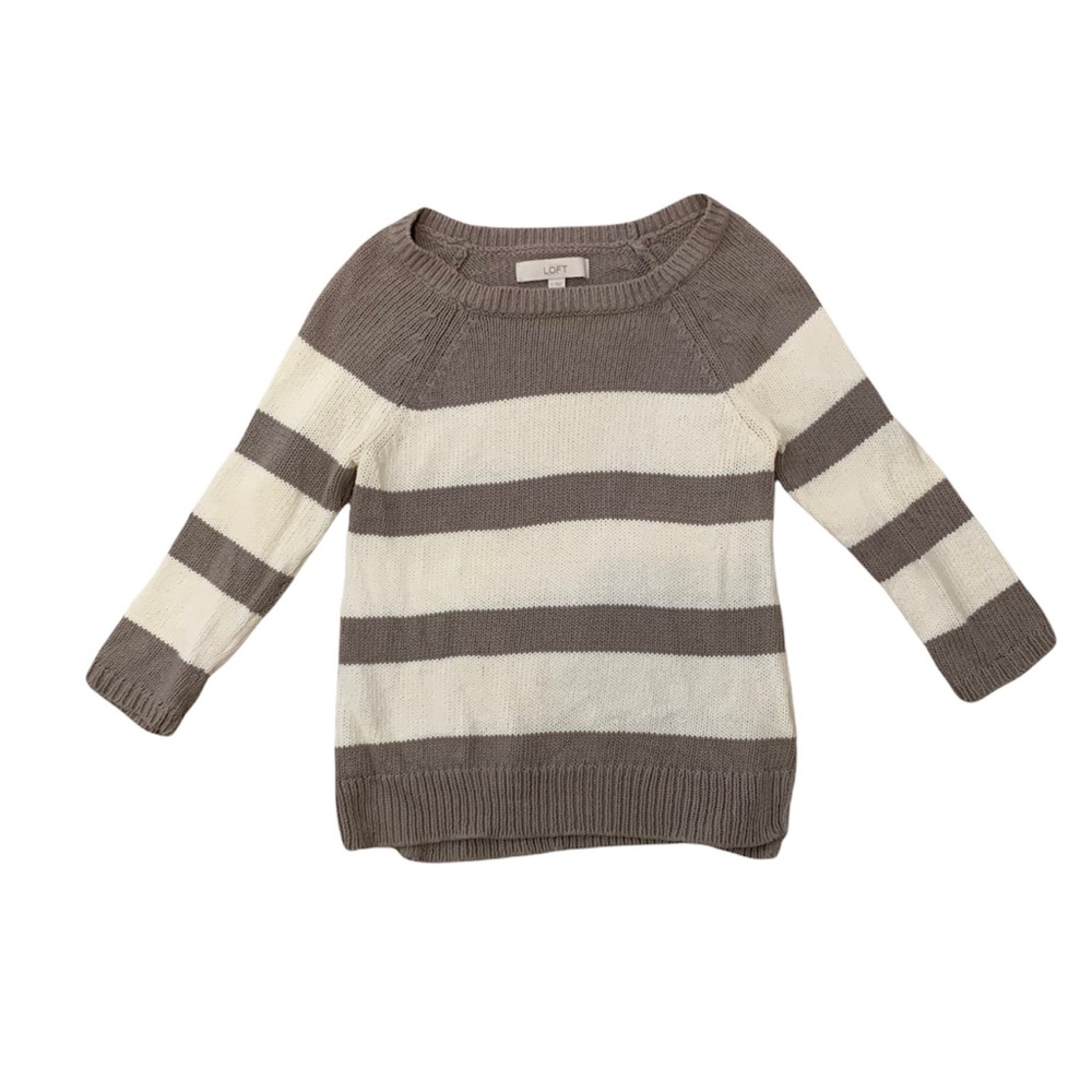 Loft gray and white striped sweater